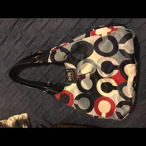Coach Ashley op art scarf print hobo